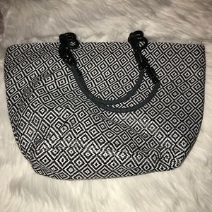 Big Buddha Black and White Straw Tote